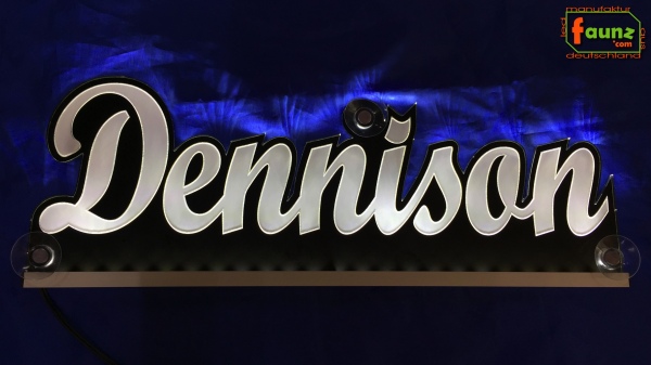 Ihr LED Wunschname "Dennison" Namensschild Leuchtschild Truckerschild