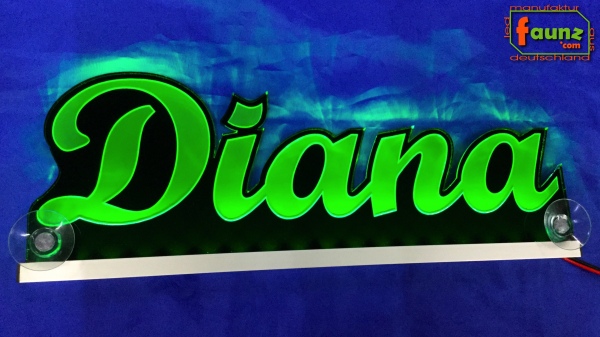 Ihr LED Wunschname "Diana" Namensschild Leuchtschild Truckerschild