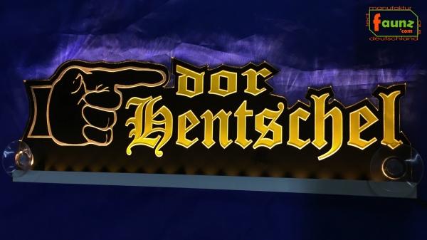 LED Mottoschild Gravur "Zeigefinger + Wunschname" als Konturschnitt Spaßschild Dekoschild Namensschild Truckerschild Leuchtschild