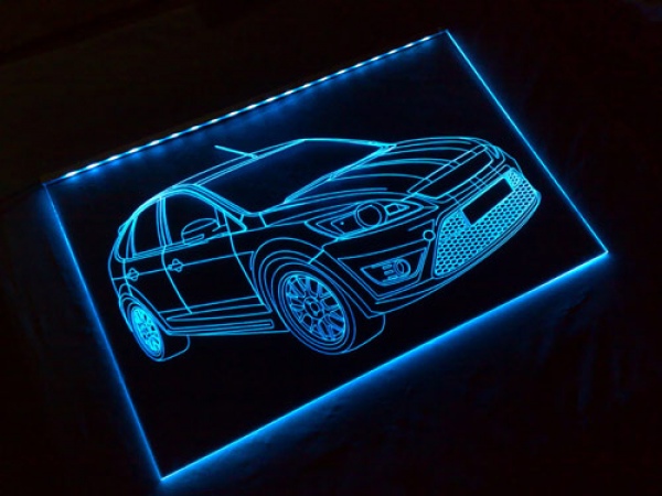 LED Fahrzeug-Gravur für "Ford Focus ST Xtreme" Oldtimer Liebhaber Tuning Wanddekoration Leuchtschild