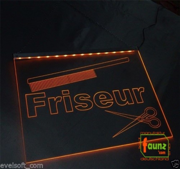 LED Werbeschild Firmenschild Gravur "Friseur" Arztschild Kanzleischild Ladenschild Praxisschild Leuchtreklame Leuchtschild