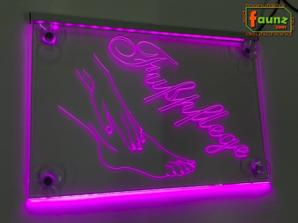 LED Werbeschild Firmenschild Gravur "Fußpflege" Arztschild Kanzleischild Ladenschild Praxisschild Leuchtreklame Leuchtschild
