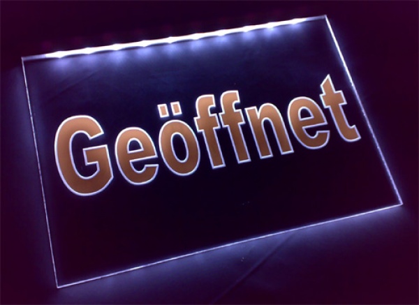 LED Hinweisschild "Geöffnet" | Acrylglas Leuchtschild