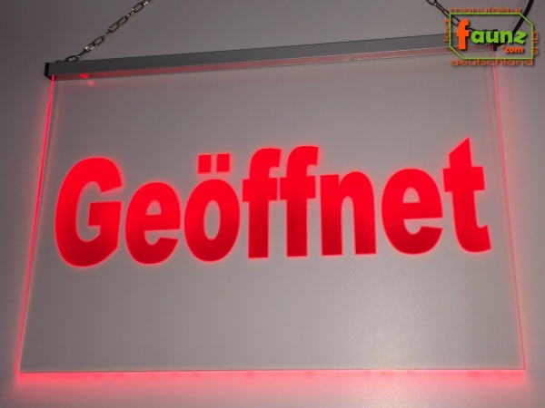 LED Hinweisschild Gravur “Geöffnet" Info-Schild Signalschild Werbeschild Leuchtschild