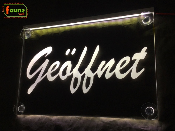 LED Hinweisschild "Geöffnet" | Acrylglas Leuchtschild