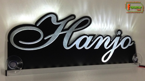 Ihr LED Wunschname "Hanjo" Namensschild Leuchtschild Truckerschild