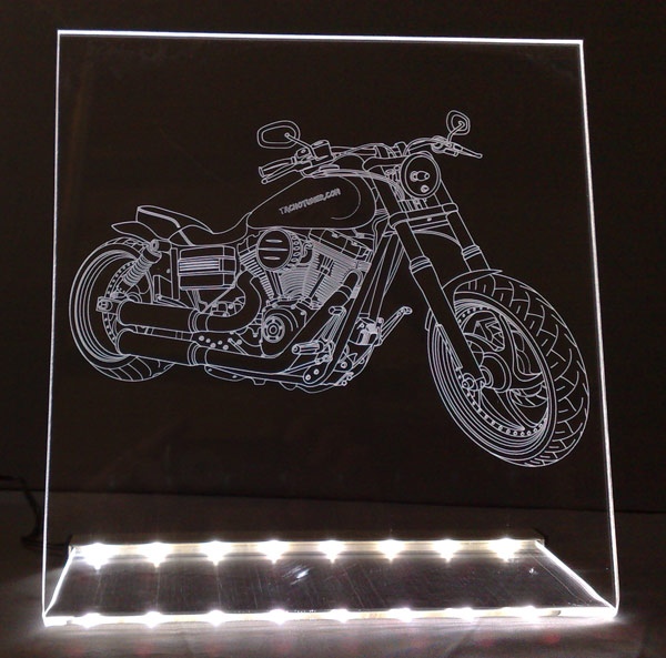 LED Fahrzeug-Gravur für "Harley Davidson Chopper Bike" Oldtimer Liebhaber Tuning Wanddekoration Leuchtschild