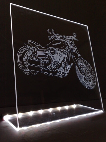 LED Fahrzeug-Gravur für "Harley Davidson Chopper Bike" Oldtimer Liebhaber Tuning Wanddekoration Leuchtschild