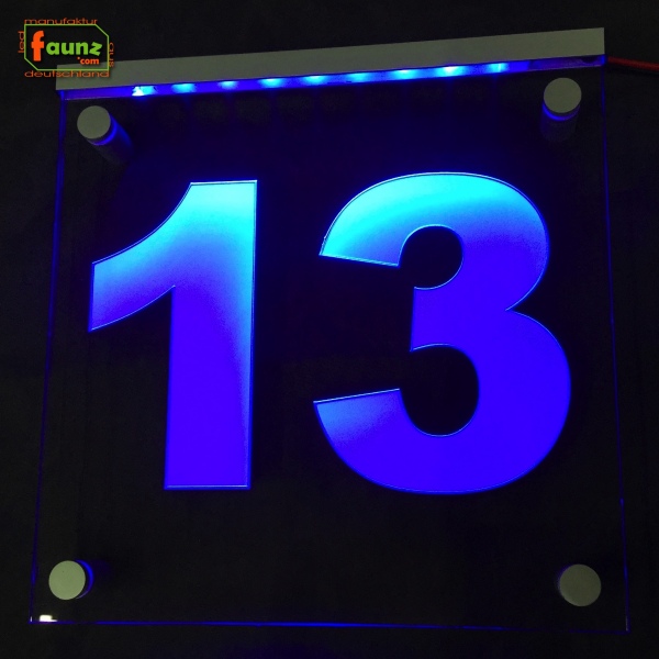 LED Hausnummer Ziffer "13" - Hausnummernleuchte Außenwandleuchte Außenlampe Leuchtschild
