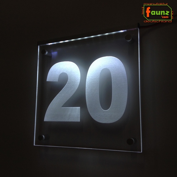 LED Hausnummer Ziffer "20" opak - Hausnummernleuchte Außenwandleuchte Außenlampe Leuchtschild