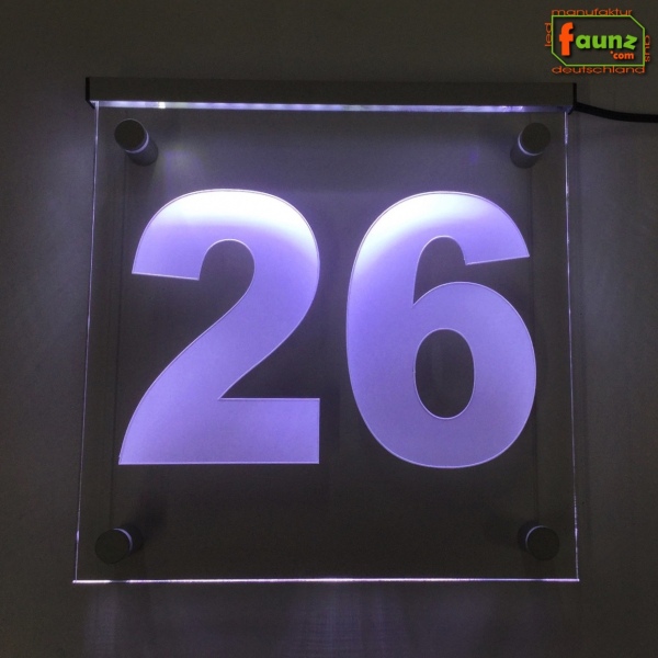 LED Hausnummer Ziffer "26" - Hausnummernleuchte Außenwandleuchte Außenlampe Leuchtschild