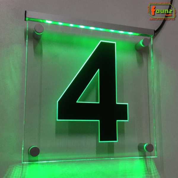 LED Hausnummer Ziffer "4" - Hausnummernleuchte Außenwandleuchte Außenlampe Leuchtschild