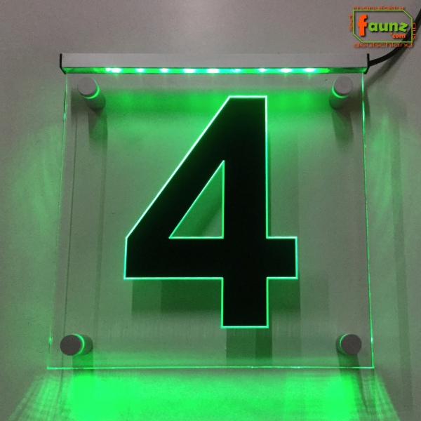 LED Hausnummer Ziffer "4" - Hausnummernleuchte Außenwandleuchte Außenlampe Leuchtschild