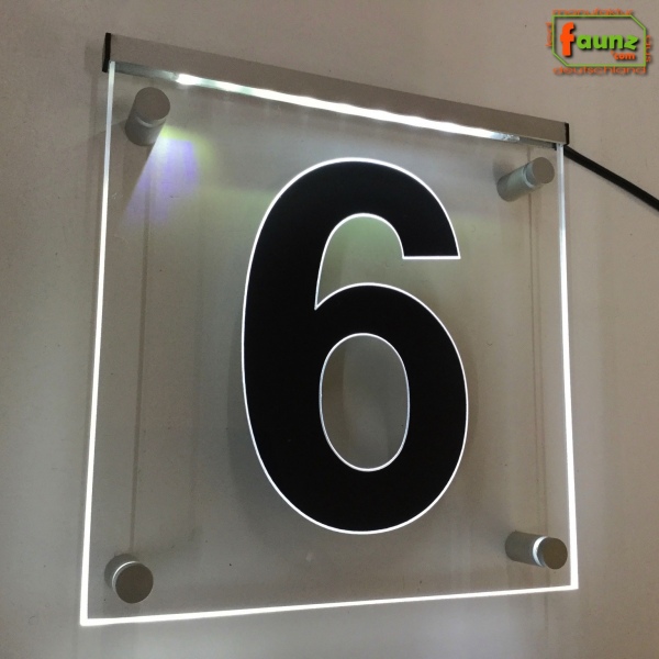 LED Hausnummer Ziffer "6" - Hausnummernleuchte Außenwandleuchte Außenlampe Leuchtschild