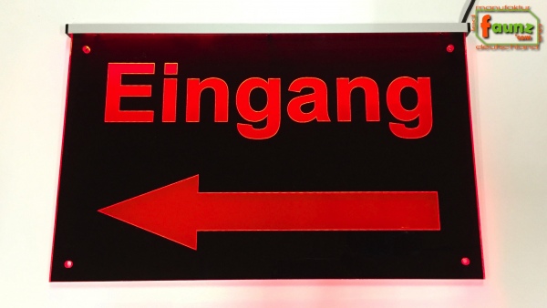 LED Orientierungsschild "Eingang + Richtungspfeil nach links (oder rechts)" Hinweisschild Navigationsschild Wegschild Wegweiser Leuchtschild