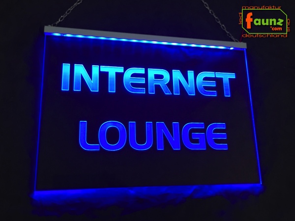 LED Werbeschild Firmenschild Gravur "Internet Lounge" Arztschild Kanzleischild Ladenschild Praxisschild Leuchtreklame Leuchtschild