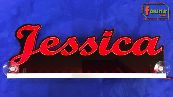 Ihr LED Wunschname "Jessica" Namensschild Leuchtschild Truckerschild