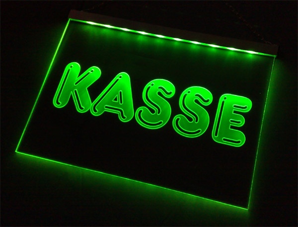 LED Kassenschild „Kasse“ – Leuchtschild zur Kassenlenkung