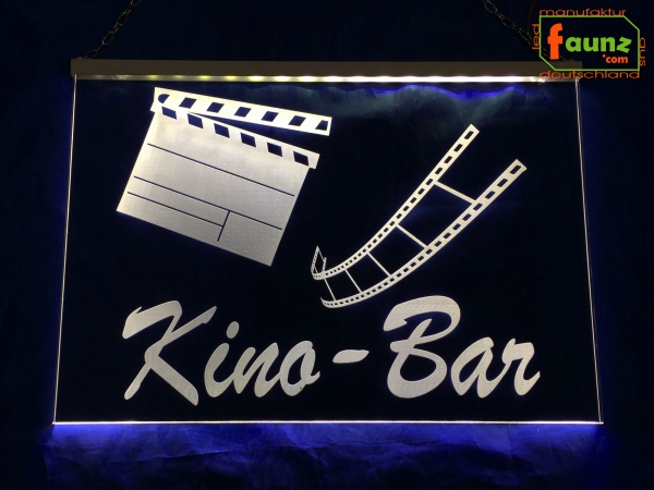 LED Werbeschild Firmenschild Gravur "Kino-Bar" Arztschild Kanzleischild Ladenschild Praxisschild Leuchtreklame Leuchtschild