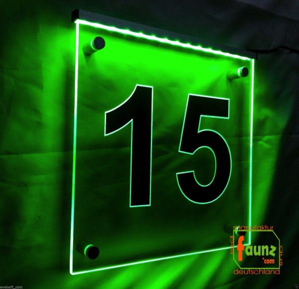 LED Hausnummer, LED Gravur Leuchtschild, Ziffer - Nummer " 15 "