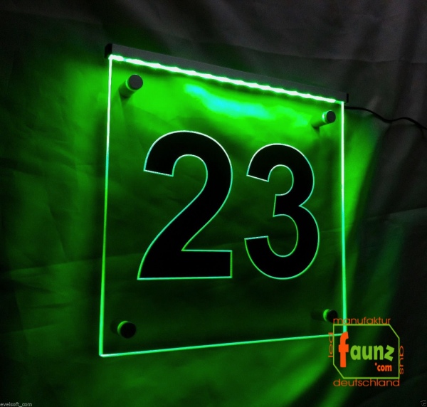 LED Hausnummer, LED Gravur Leuchtschild, Ziffer - Nummer " 23 "