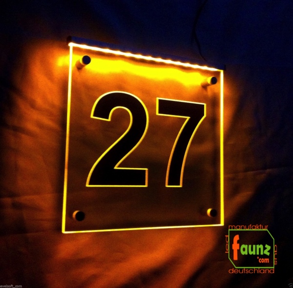 LED Hausnummer, LED Gravur Leuchtschild, Ziffer - Nummer " 27 "