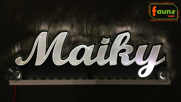 Ihr LED Wunschname "Maiky" Namensschild Leuchtschild Truckerschild