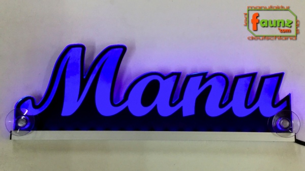 Ihr LED Wunschname "Manu" Namensschild Leuchtschild Truckerschild