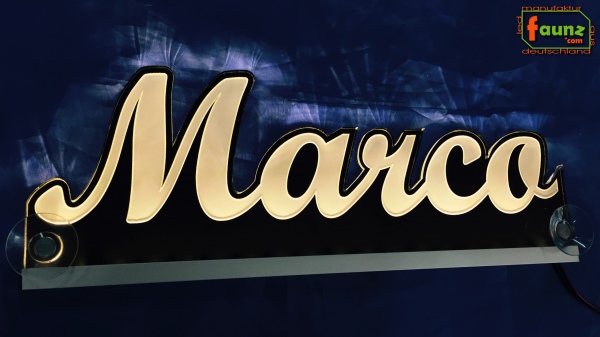 Ihr LED Wunschname "Marco" Namensschild Leuchtschild Truckerschild