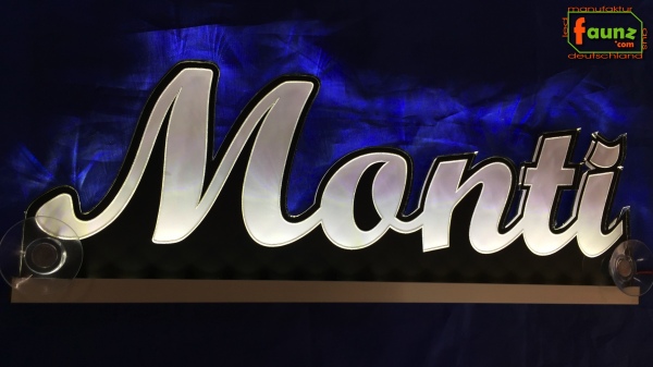 Ihr LED Wunschname "Monty" Namensschild Leuchtschild Truckerschild