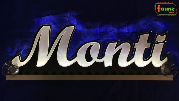 Ihr LED Wunschname "Monty" Namensschild Leuchtschild Truckerschild