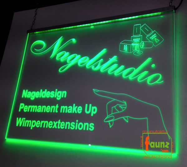 LED Werbeschild Firmenschild Gravur "Nagelstudio Makeup" Arztschild Kanzleischild Ladenschild Praxisschild Leuchtreklame Leuchtschild