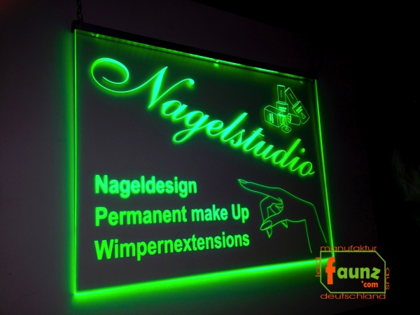 LED Werbeschild Firmenschild Gravur "Nagelstudio Makeup" Arztschild Kanzleischild Ladenschild Praxisschild Leuchtreklame Leuchtschild