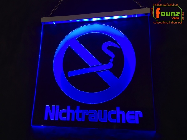 LED Hinweisschild quadratisch Gravur “Nichtraucher" Info-Schild Signalschild Werbeschild Leuchtschild
