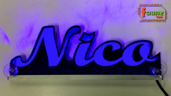 Ihr LED Wunschname "Nico" Namensschild Leuchtschild Truckerschild