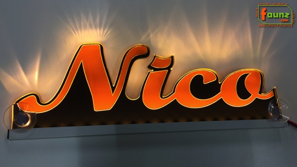 Ihr LED Wunschname "Nico" Namensschild Leuchtschild Truckerschild