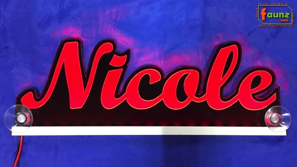 Ihr LED Wunschname "Nicole" Namensschild Leuchtschild Truckerschild