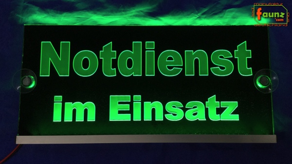 LED Einsatzschild "Notdienst im Einsatz" - Leuchtschild Warnschild Namensschild
