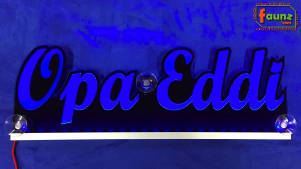 Ihr LED Wunschname "Opa Eddi" Namensschild Leuchtschild Truckerschild