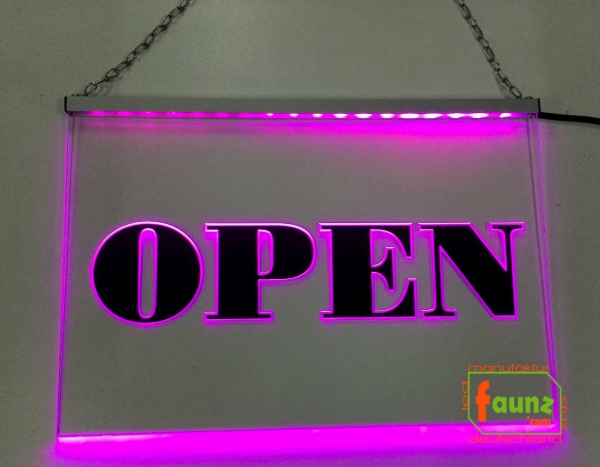 LED Hinweisschild Gravur “Open" Info-Schild Signalschild Werbeschild Leuchtschild