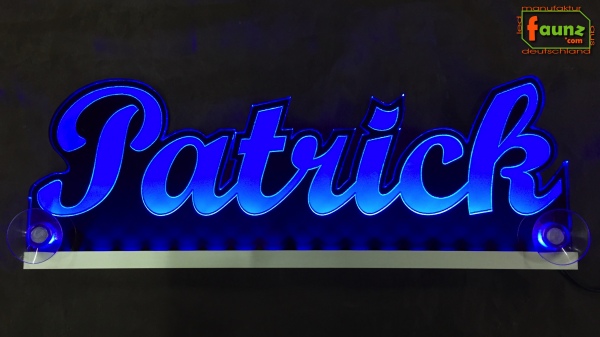 Ihr LED Wunschname "Patrick" Namensschild Leuchtschild Truckerschild als Konturschnitt