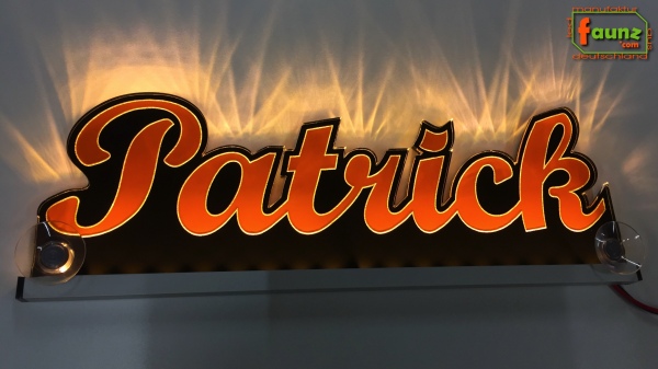 Ihr LED Wunschname "Patrick" Namensschild Leuchtschild Truckerschild als Konturschnitt