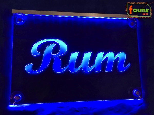 LED Werbeschild Angebotsschild Gravur "Rum" Ladenschild Lichtwerbung Leuchtreklame Leuchtschild