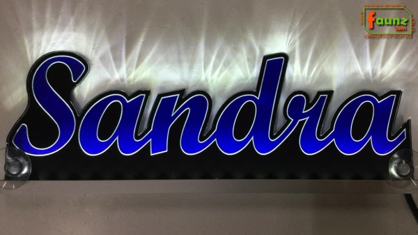 Ihr LED Wunschname "Sandra" Namensschild Leuchtschild Truckerschild