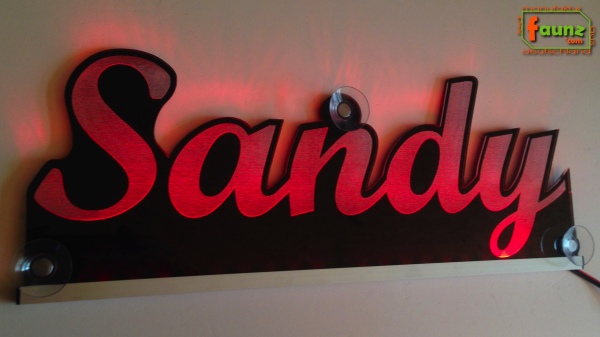 Ihr LED Wunschname "Sandy" Namensschild Leuchtschild Truckerschild