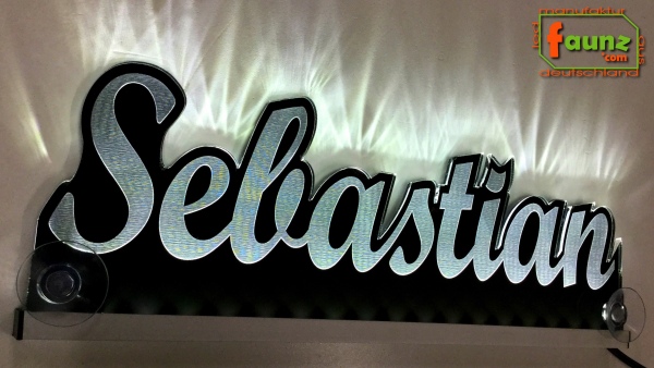 Ihr LED Wunschname "Sebastian" Namensschild Leuchtschild Truckerschild