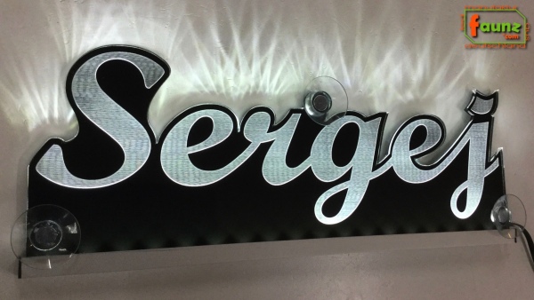 Ihr LED Wunschname "Sergej" Namensschild Leuchtschild Truckerschild