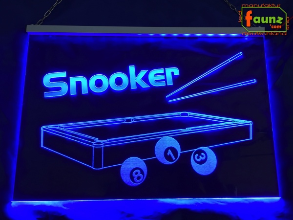 LED Werbeschild Angebotsschild Gravur "Snooker" Ladenschild Lichtwerbung Leuchtreklame Leuchtschild