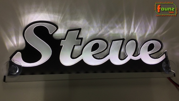 Ihr LED Wunschname "Steve" Namensschild Leuchtschild Truckerschild als Konturschnitt