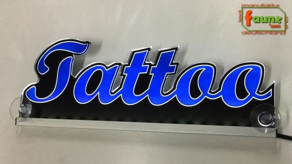 Ihr LED Wunschname "Tattoo" Namensschild Leuchtschild Truckerschild
